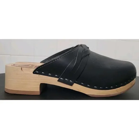 Kurier BFF Low Clogs Black Leather Braid EU 42 US 10.5 Garden Girl Handmade $188 - Picture 4 of 12